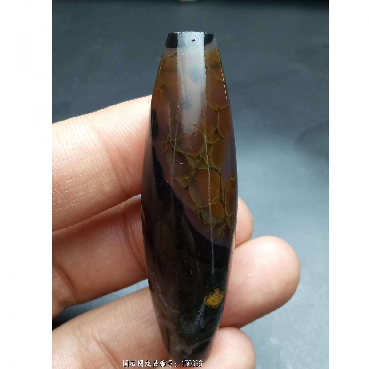 蒙天珠龟裂纹佛像天珠