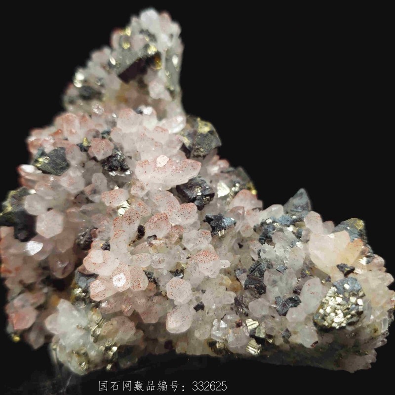 19#天然红水晶晶簇原石共生黄铁矿方铅矿等矿物晶体标本矿晶摆件