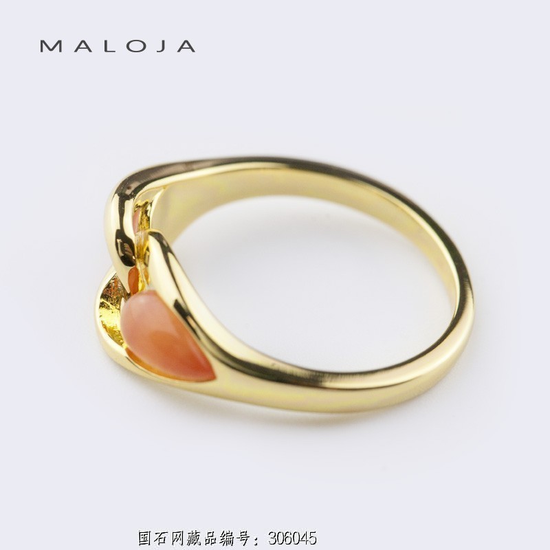 马洛亚水滴系列925银镀金戒指20113001