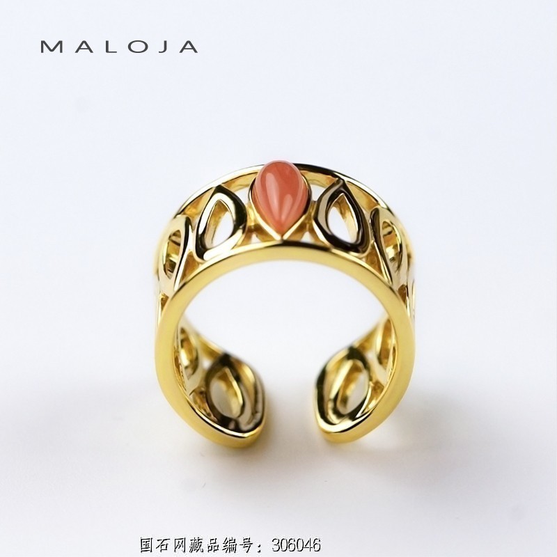 马洛亚水滴系列925银镀金戒指20113002