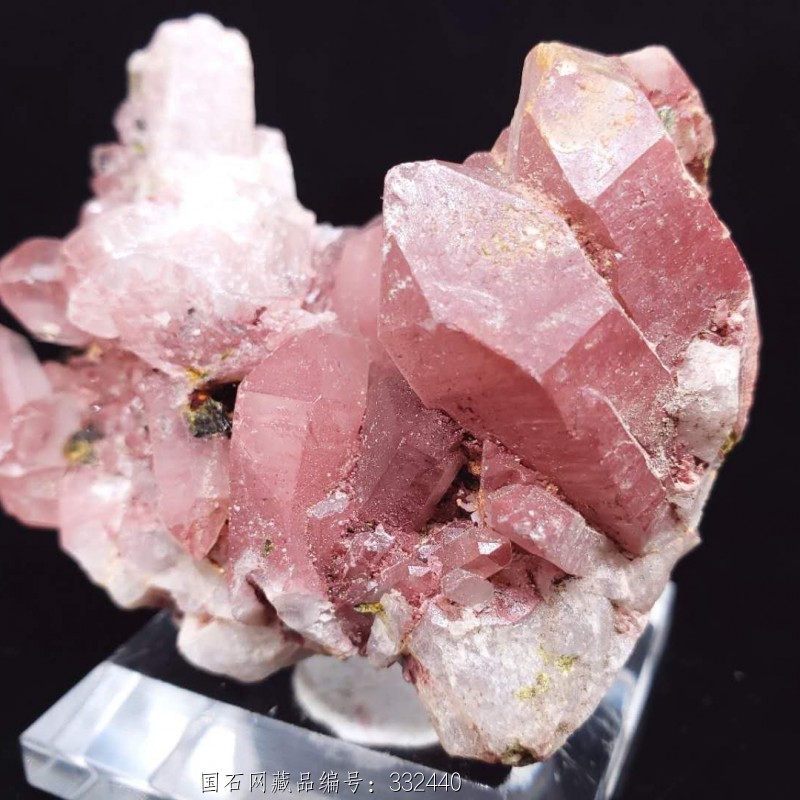 9#天然红蔷薇色红水晶晶簇原石共生绿帘石矿晶矿标矿物晶体标本摆