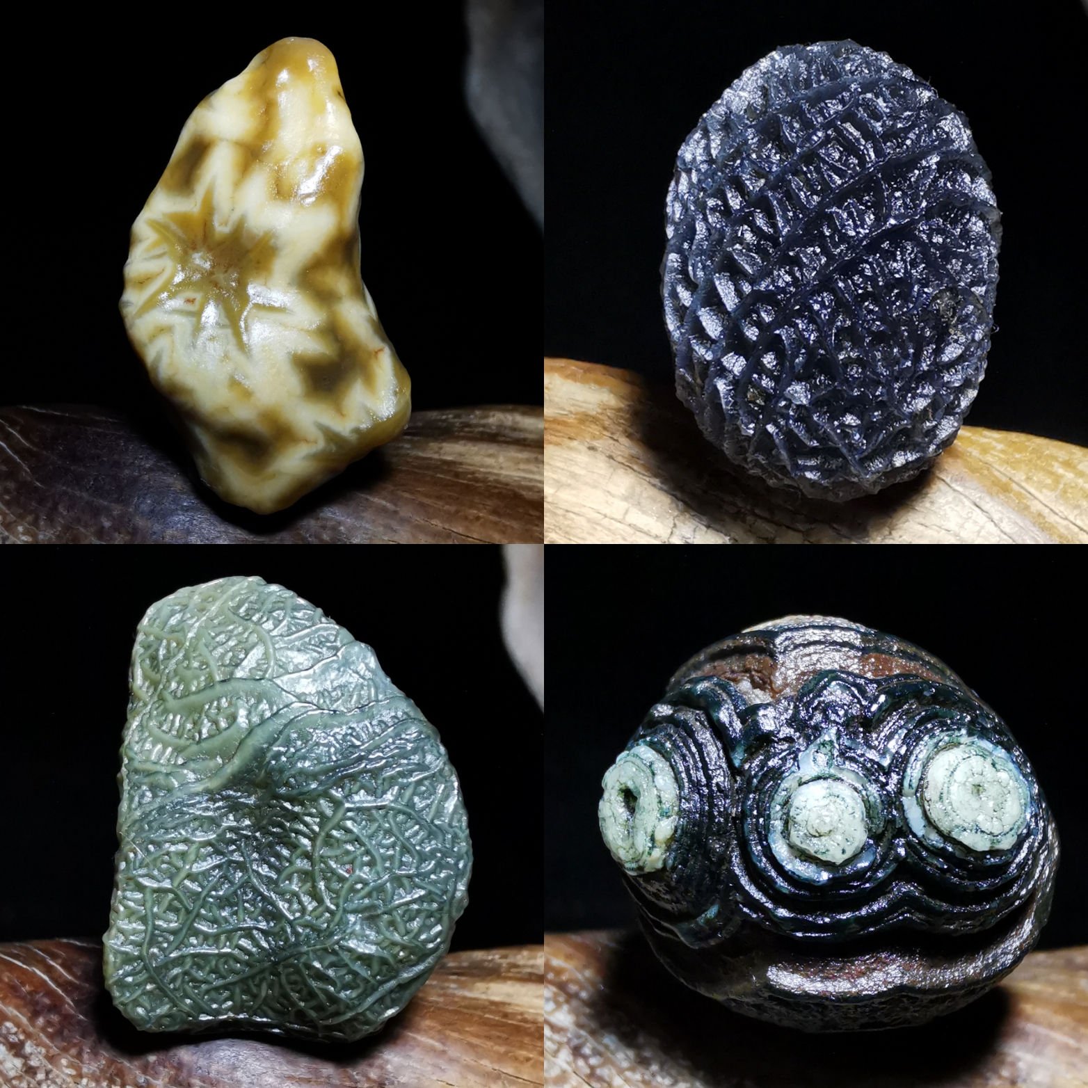 筋脉石四联发一石一价吊坠珠子经脉戈壁玛瑙原石奇石阿拉善象形画面